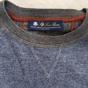 Loro Piana blue and grey Cashmere and Silk Crewneck Sweater. New WOT